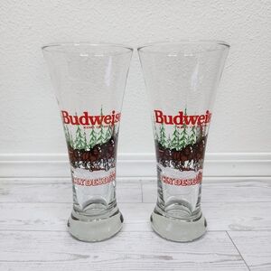 Budweiser Clydesdale Tall Beer Glasses VTG 1989